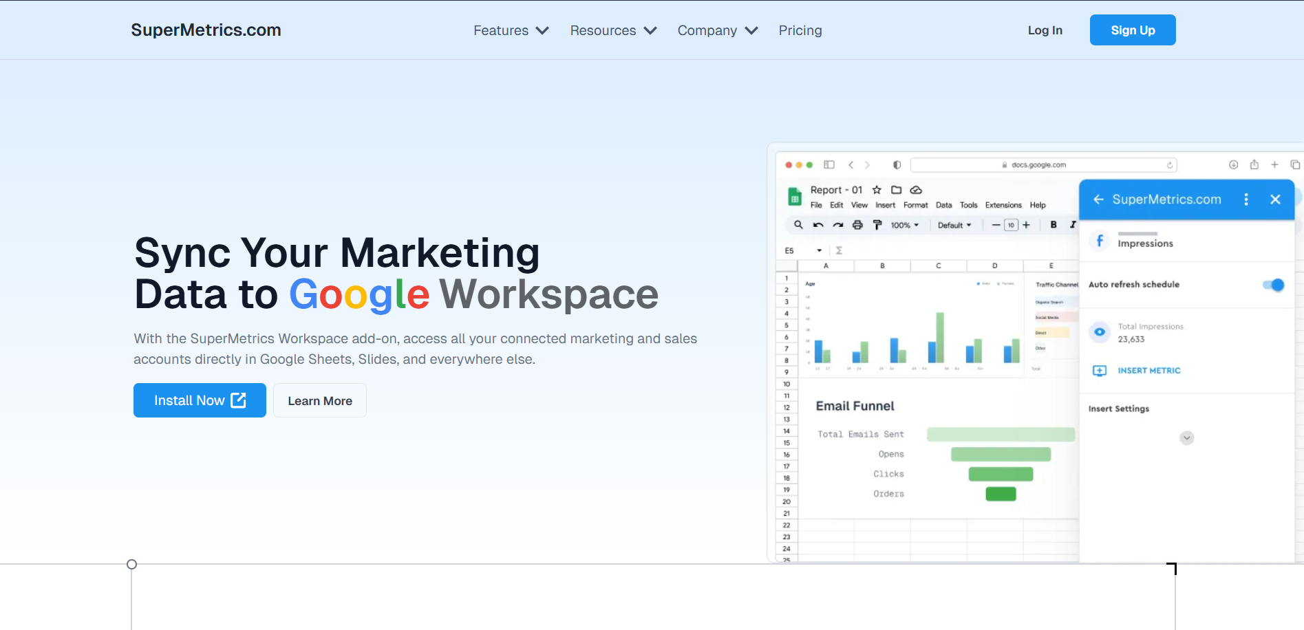 Landing Page for SuperMetrics
